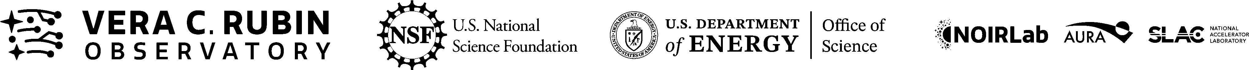 Logos of the Vera C. Rubin Observatory, NSF, US DOE, NOIRLab, AURA, and SLAC.